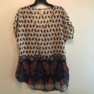 Women’s  Paisley Sheer Tops Blouse Size Large
